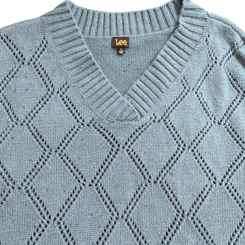 Lee Brand‎ V-Neck Blue Green Sweater Size XL